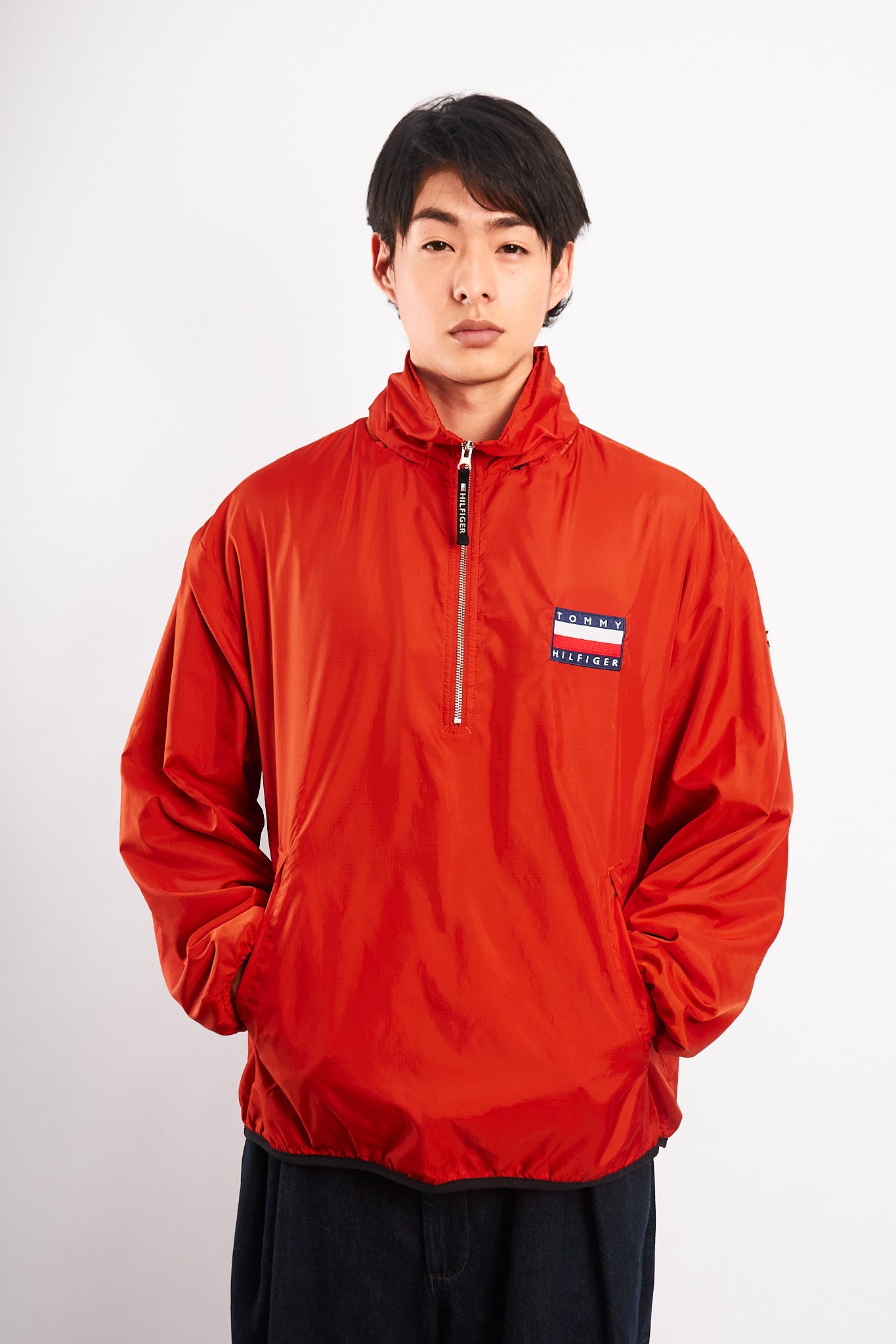 1990 Vintage Tommy Hilfiger Orange Quarter Zip (M)