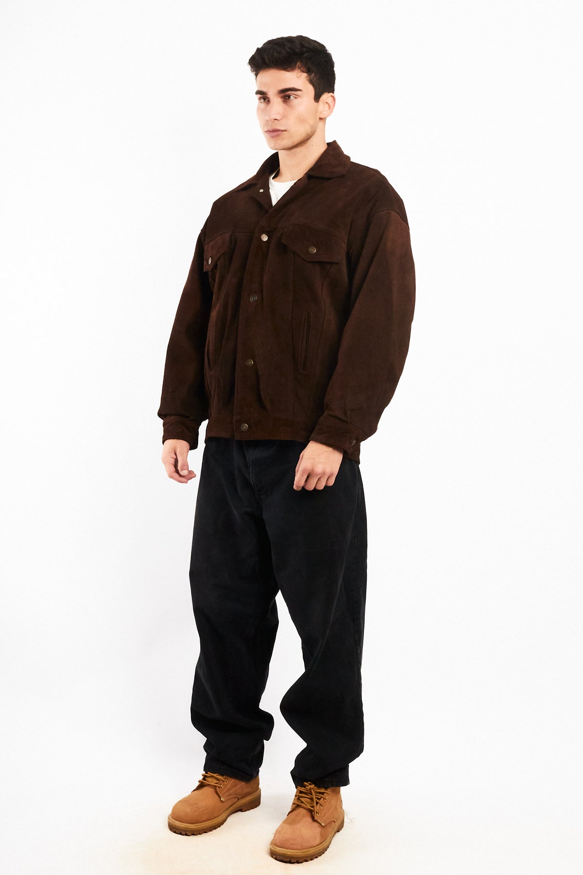 2000 Vintage Leather Suede Trucker Jacket (L)