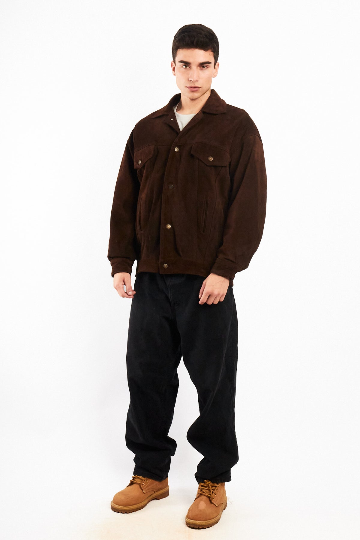 2000 Vintage Leather Suede Trucker Jacket (L)