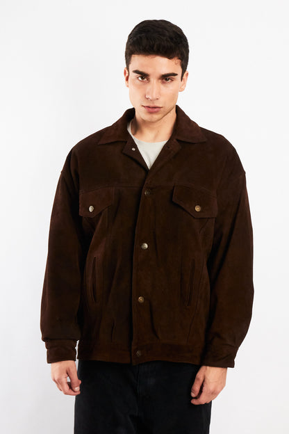 2000 Vintage Leather Suede Trucker Jacket (L)