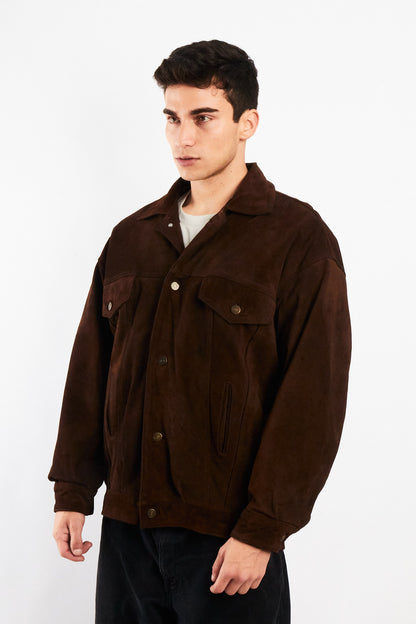 2000 Vintage Leather Suede Trucker Jacket (L)