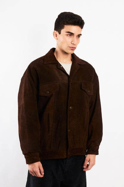 2000 Vintage Leather Suede Trucker Jacket (L)
