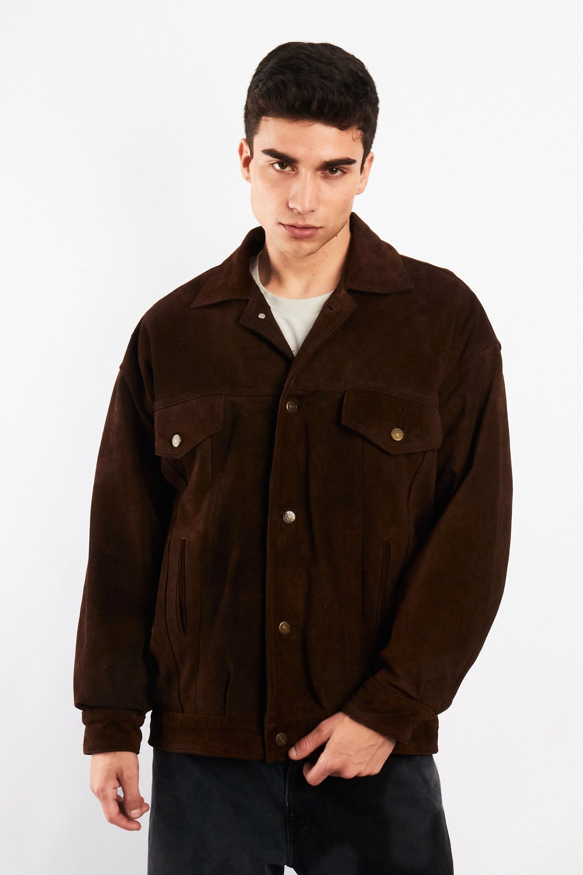 2000 Vintage Leather Suede Trucker Jacket (L)