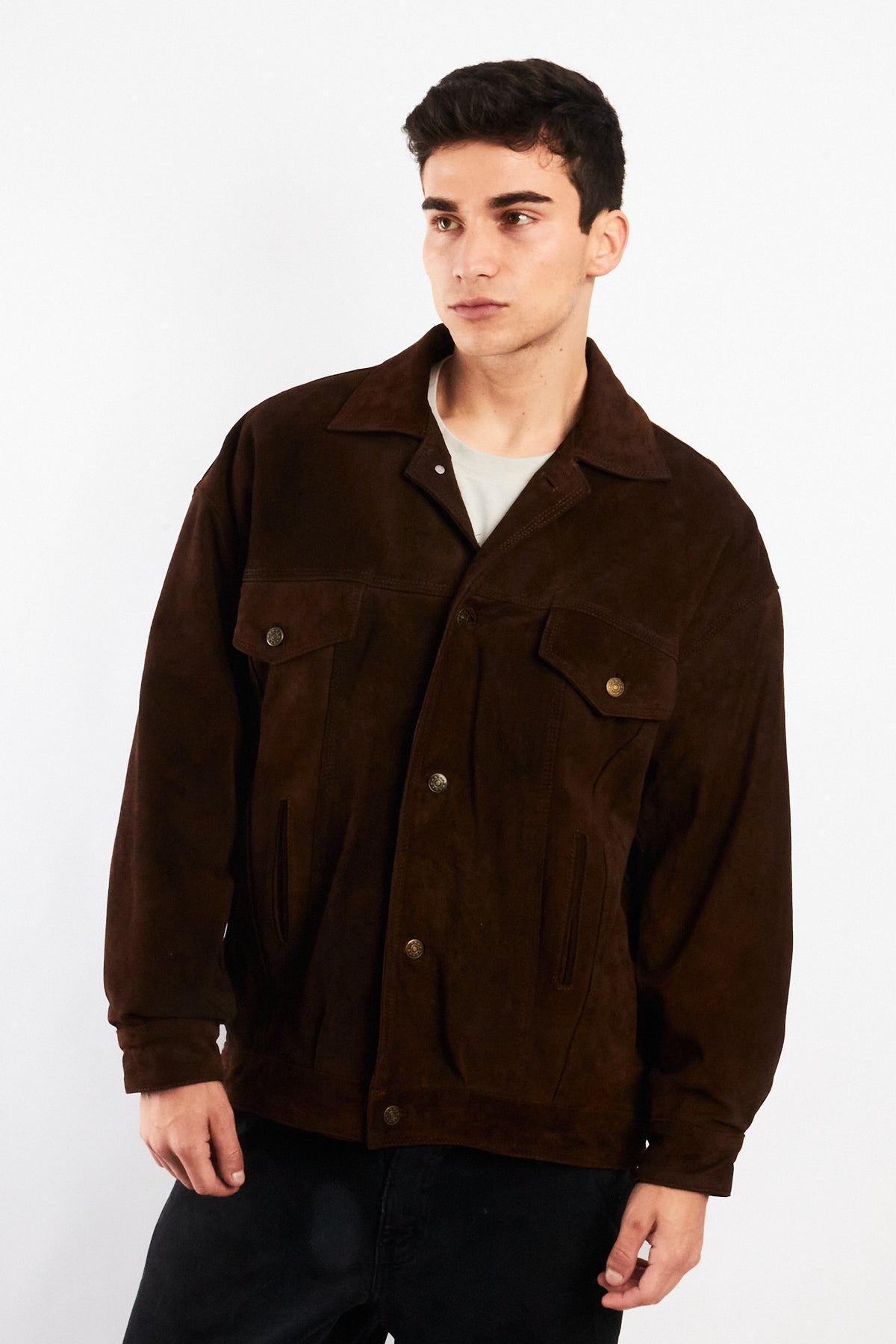 2000 Vintage Leather Suede Trucker Jacket (L)