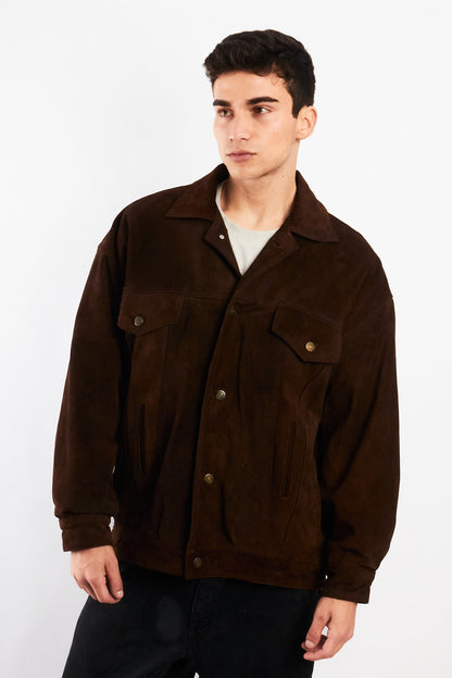 2000 Vintage Leather Suede Trucker Jacket (L)