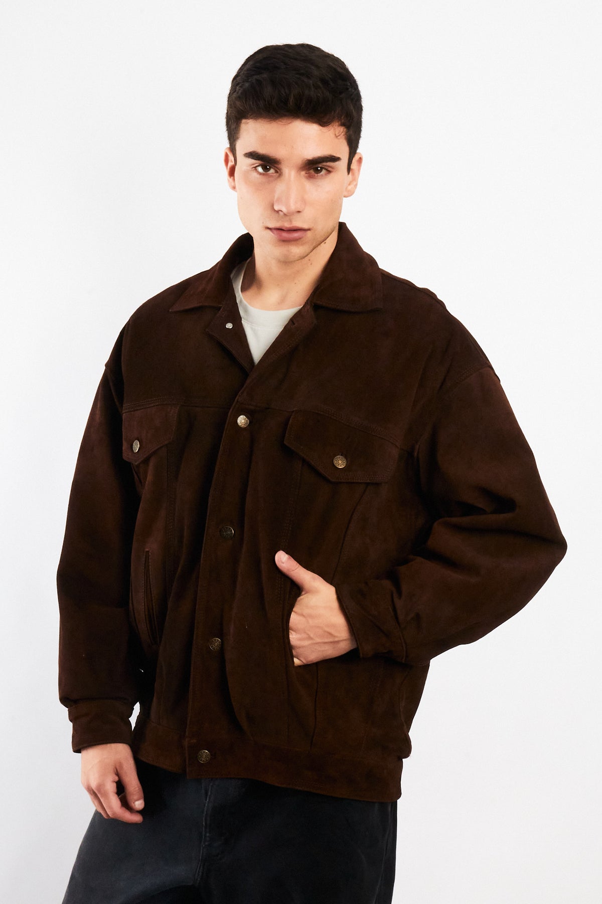 2000 Vintage Leather Suede Trucker Jacket (L)
