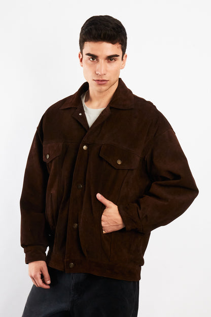 2000 Vintage Leather Suede Trucker Jacket (L)