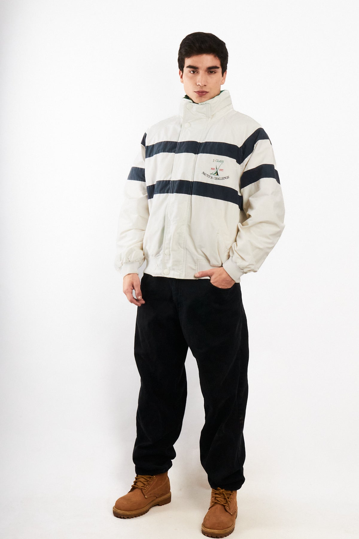 1990 Vintage Nautica J-Class Striped Jacket (L)