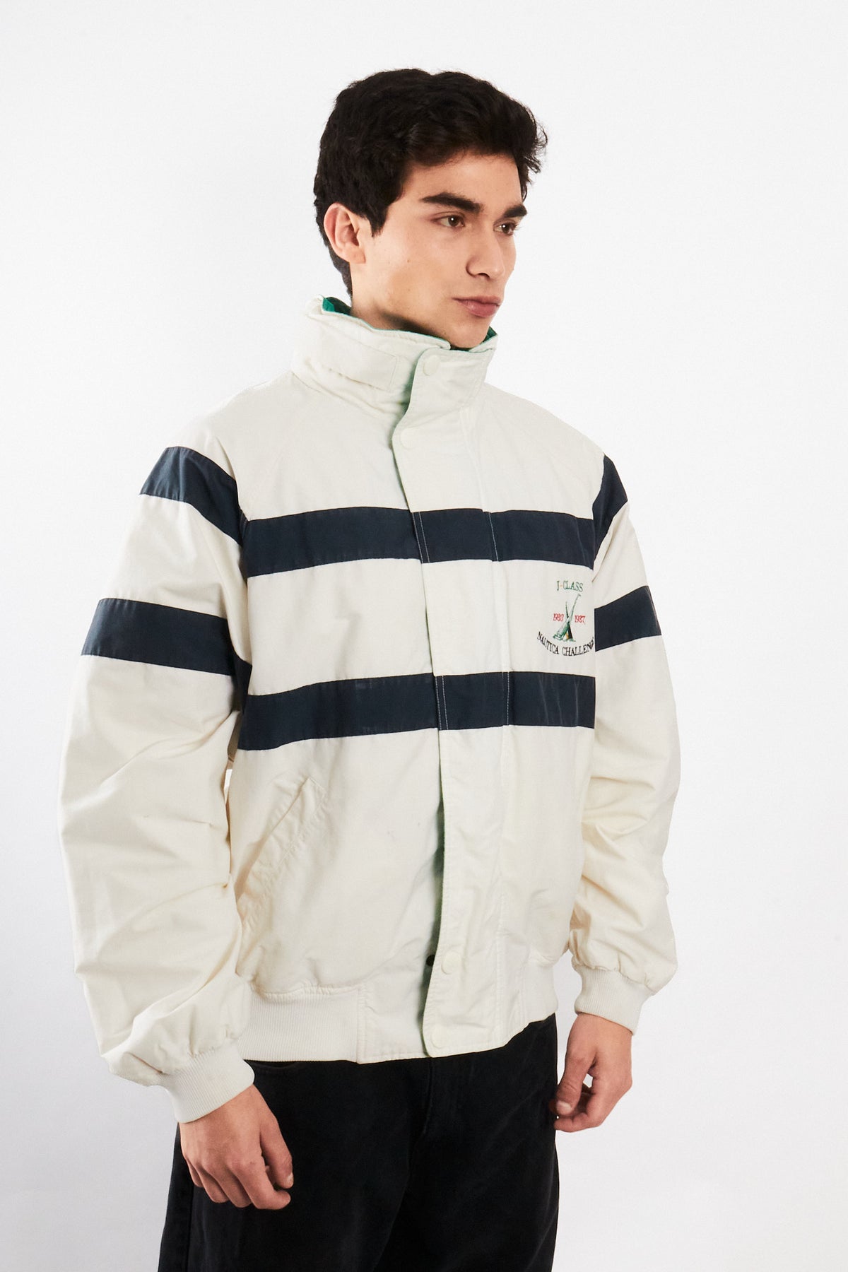 1990 Vintage Nautica J-Class Striped Jacket (L)