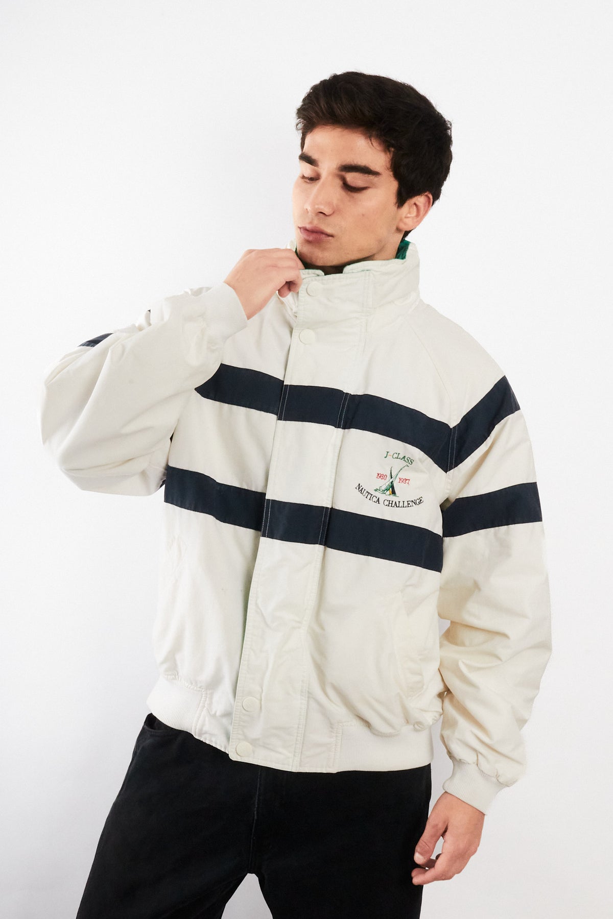 1990 Vintage Nautica J-Class Striped Jacket (L)