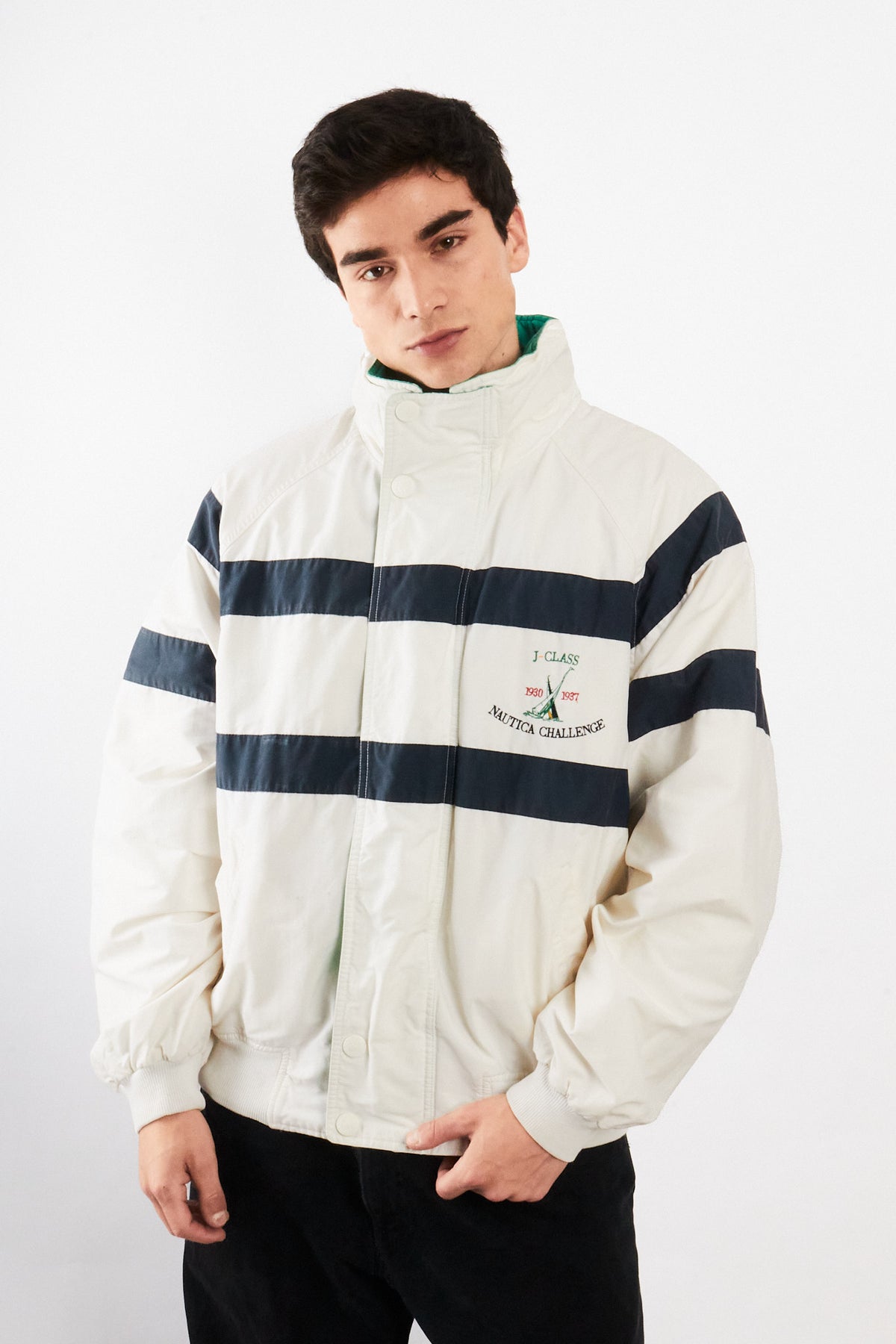 1990 Vintage Nautica J-Class Striped Jacket (L)