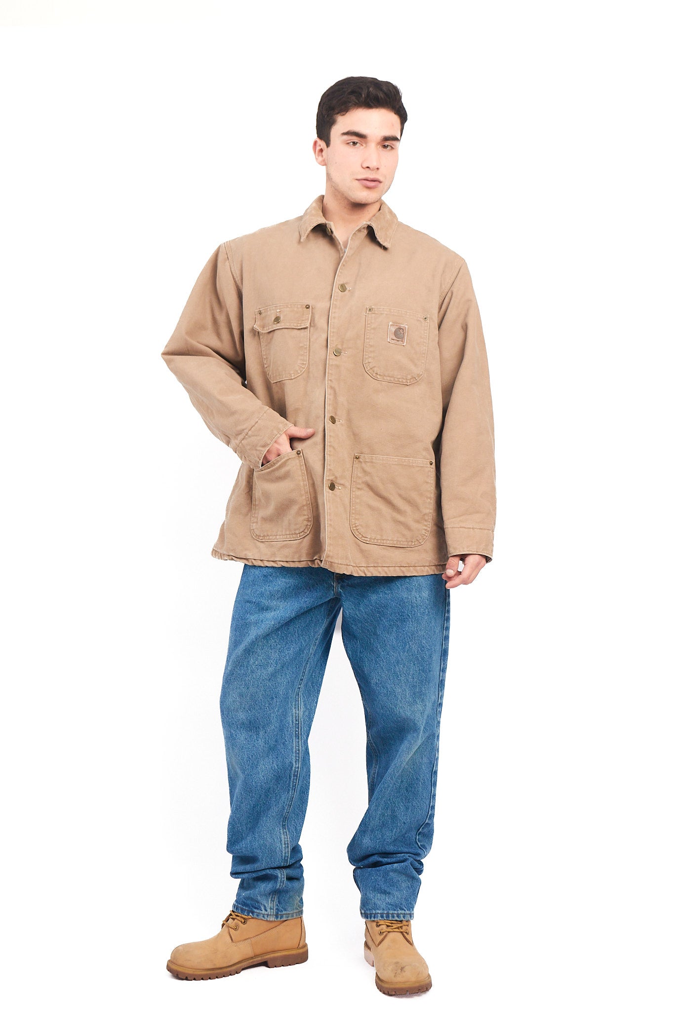 Vintage Carhartt Wheat Michigan Chore Coat (L)