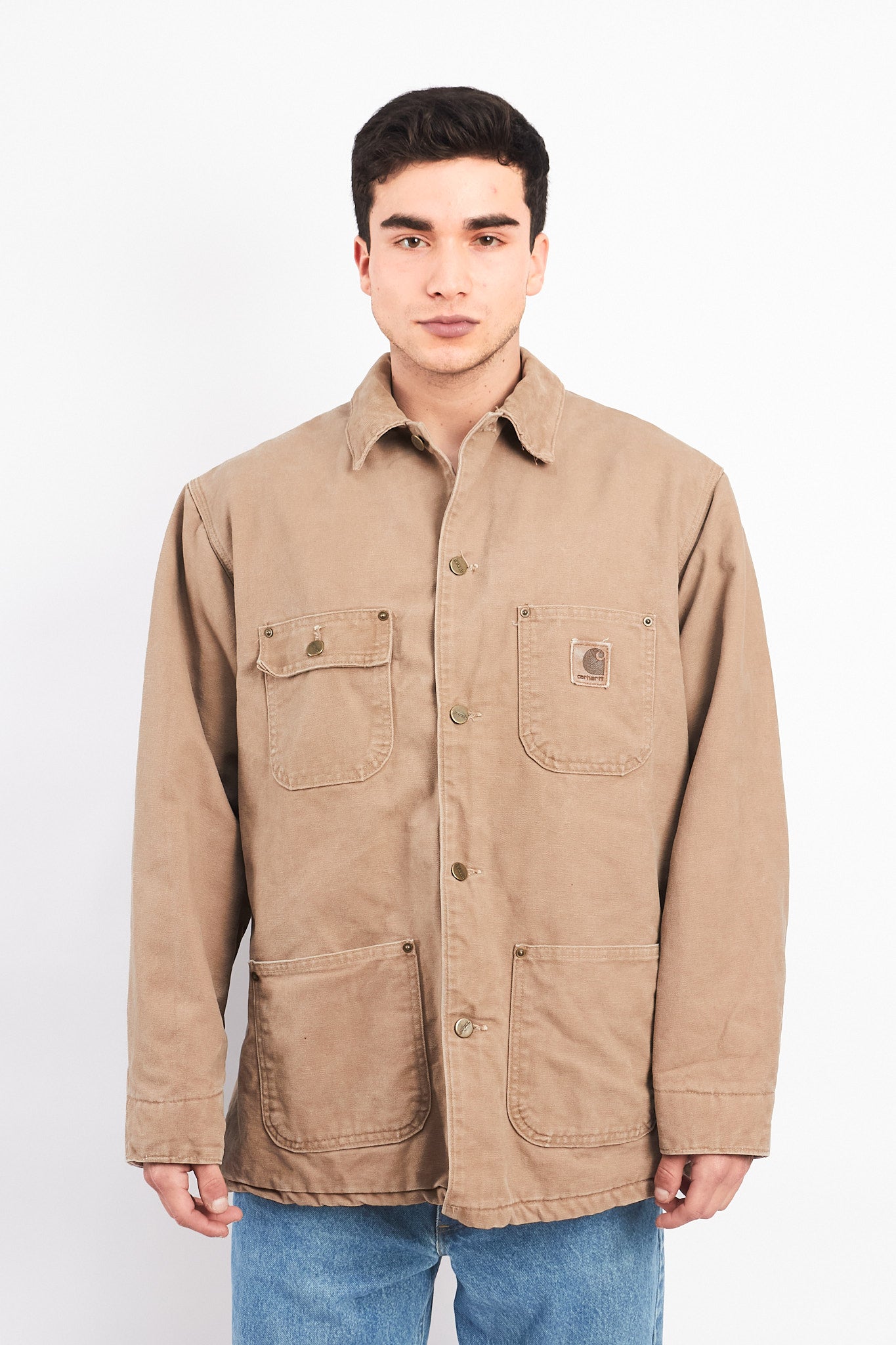 Vintage Carhartt Wheat Michigan Chore Coat (L)