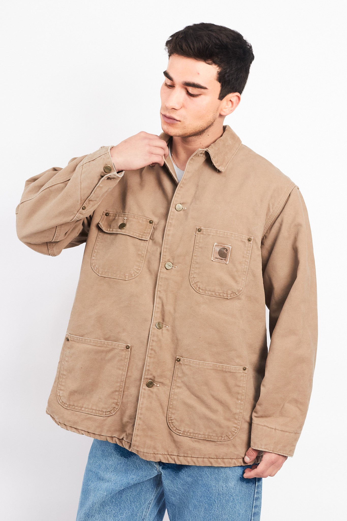 Vintage Carhartt Wheat Michigan Chore Coat (L)