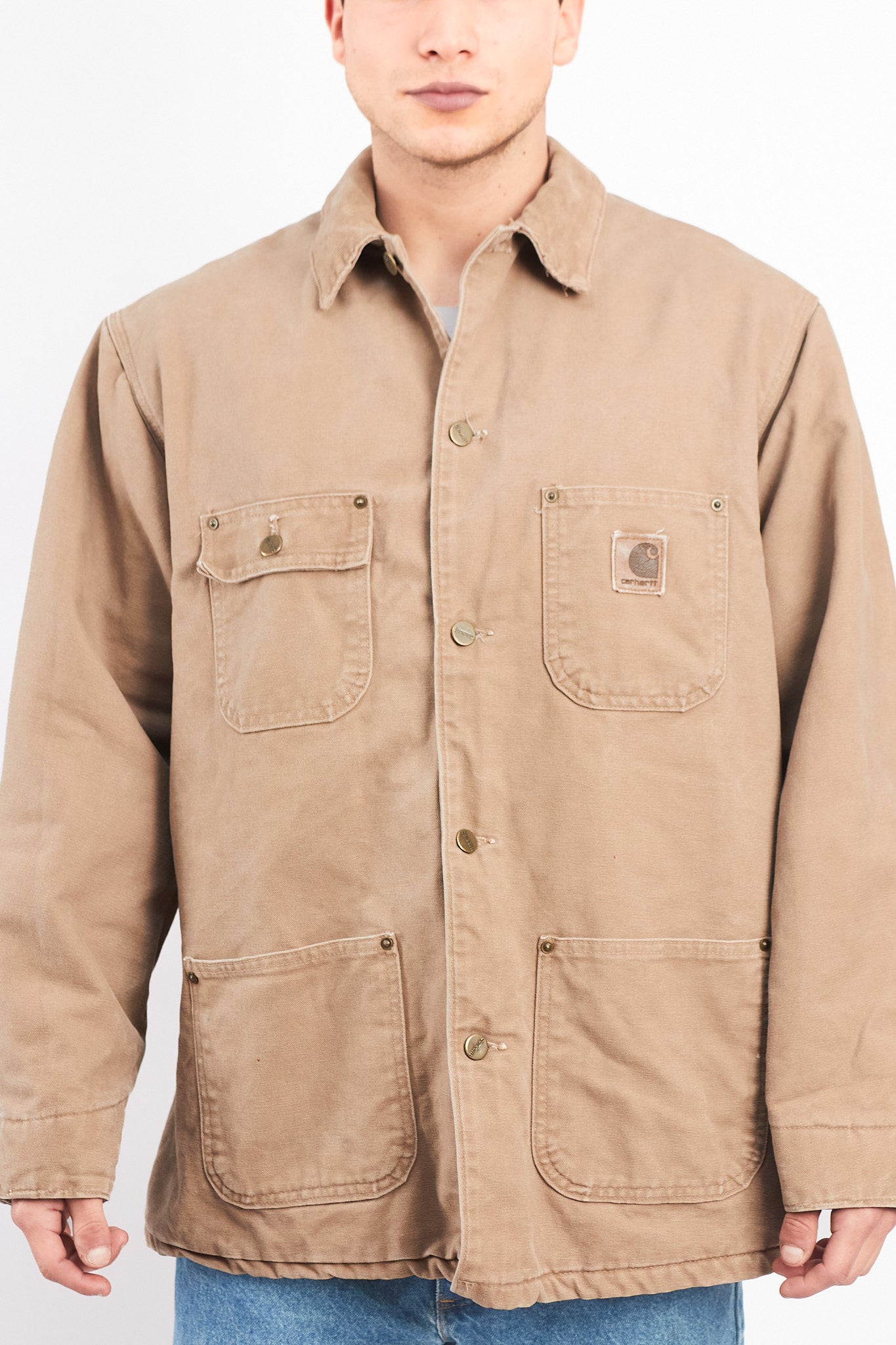 Vintage Carhartt Wheat Michigan Chore Coat (L)