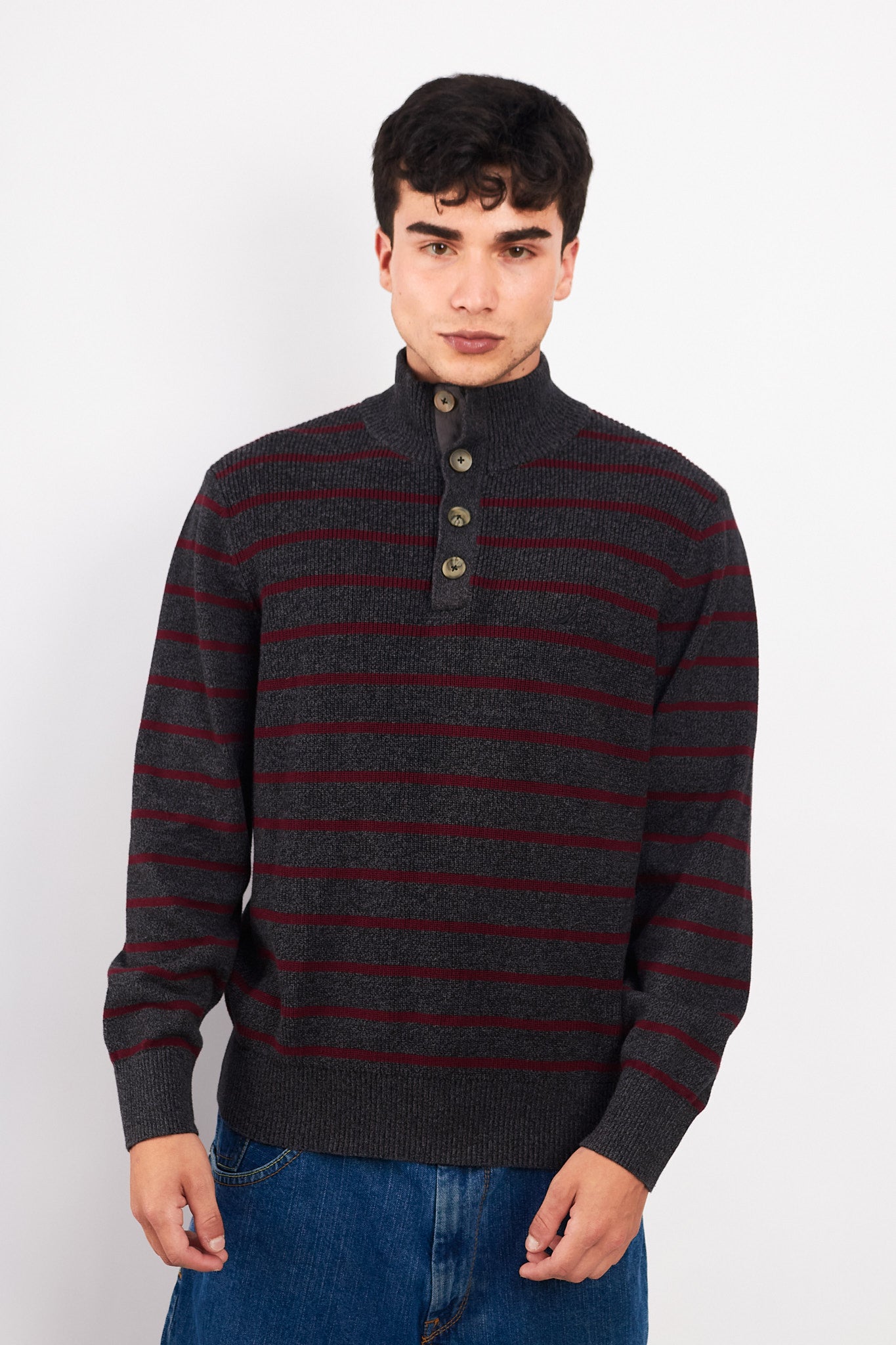 2000 Nautica Striped Cotton Quarter Zip(M/L)