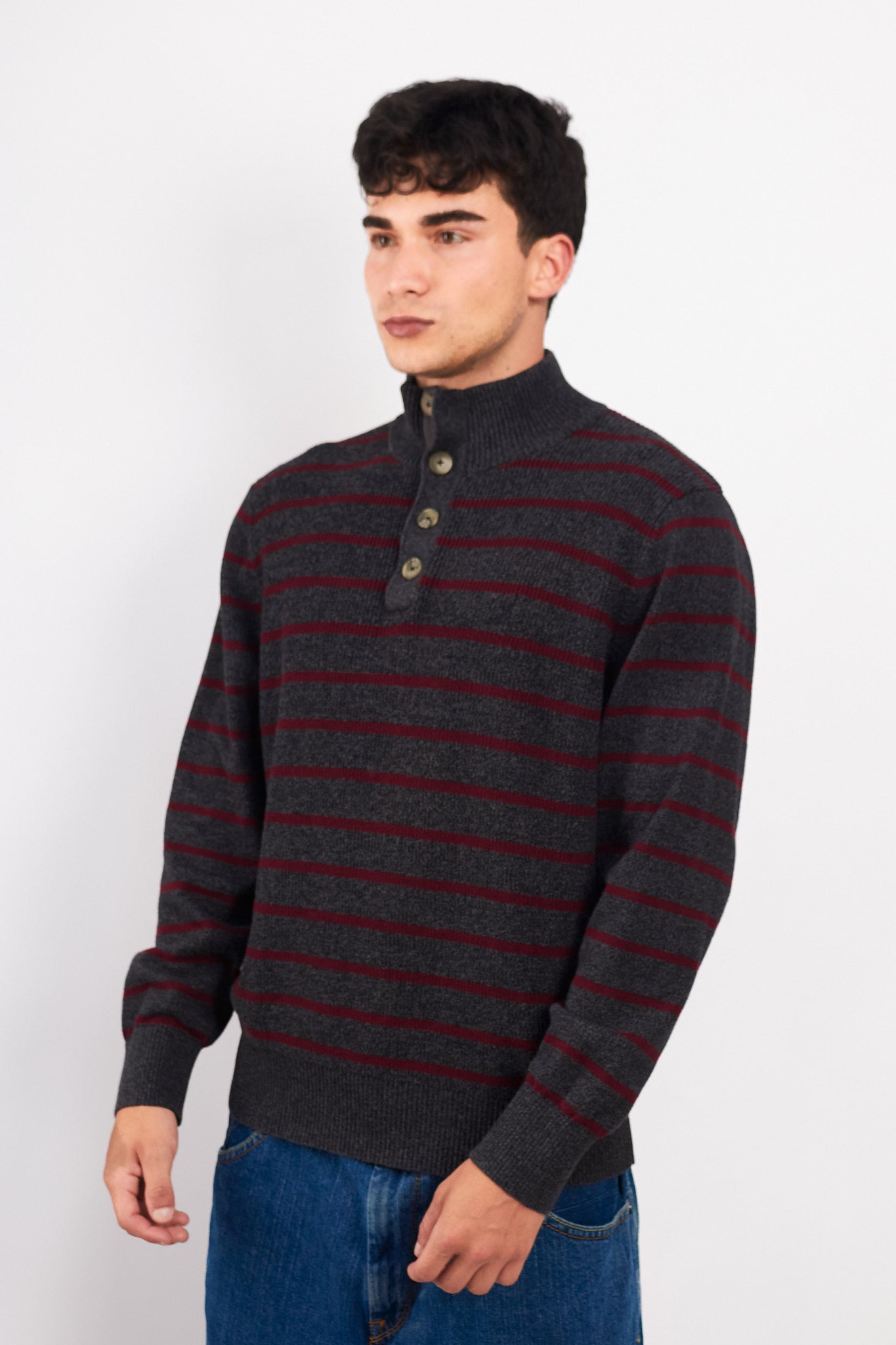 2000 Nautica Striped Cotton Quarter Zip(M/L)