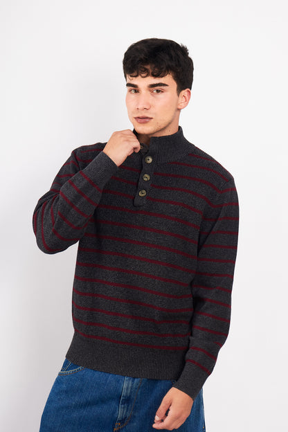 2000 Nautica Striped Cotton Quarter Zip(M/L)