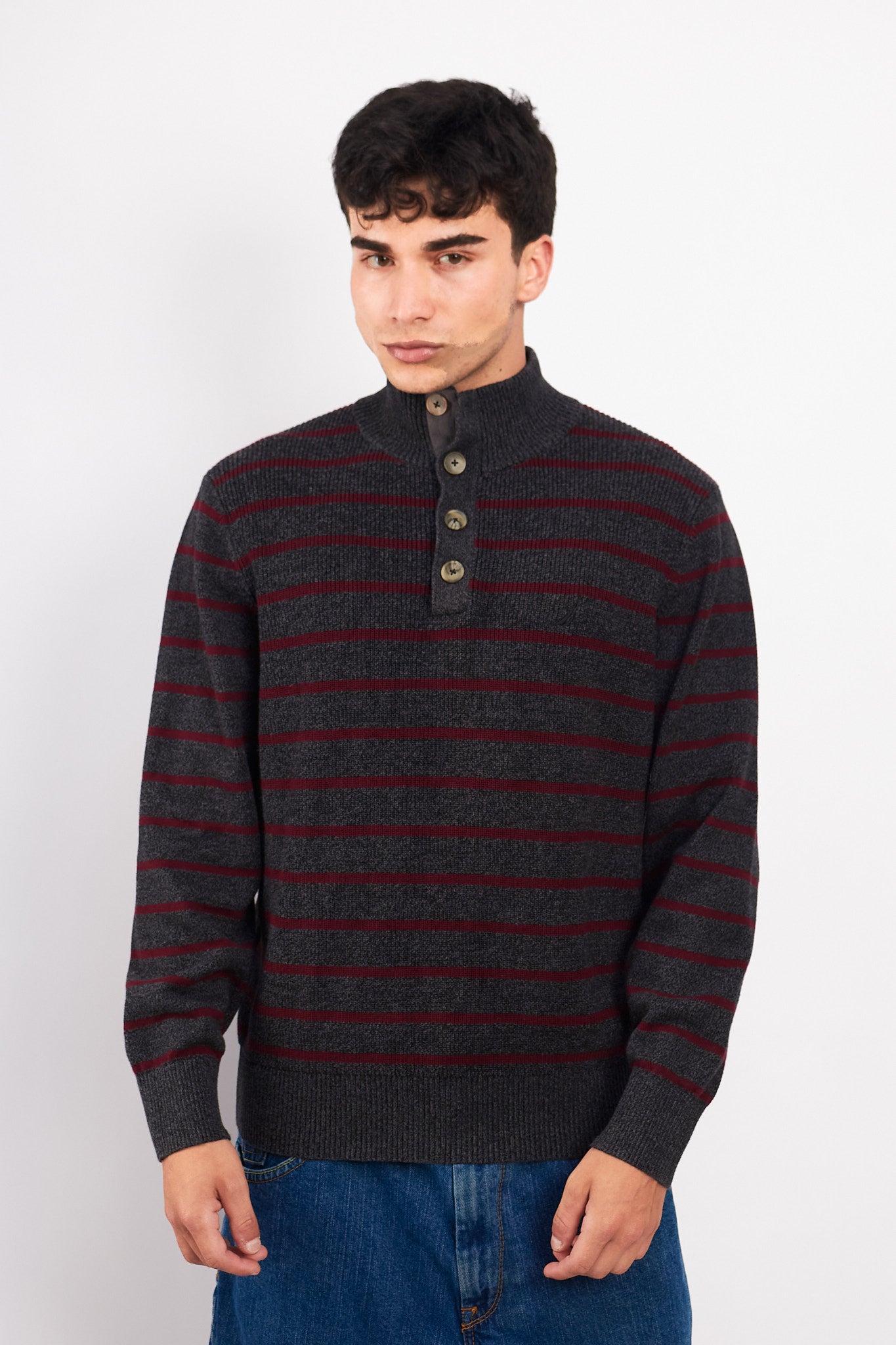 2000 Nautica Striped Cotton Quarter Zip(M/L)