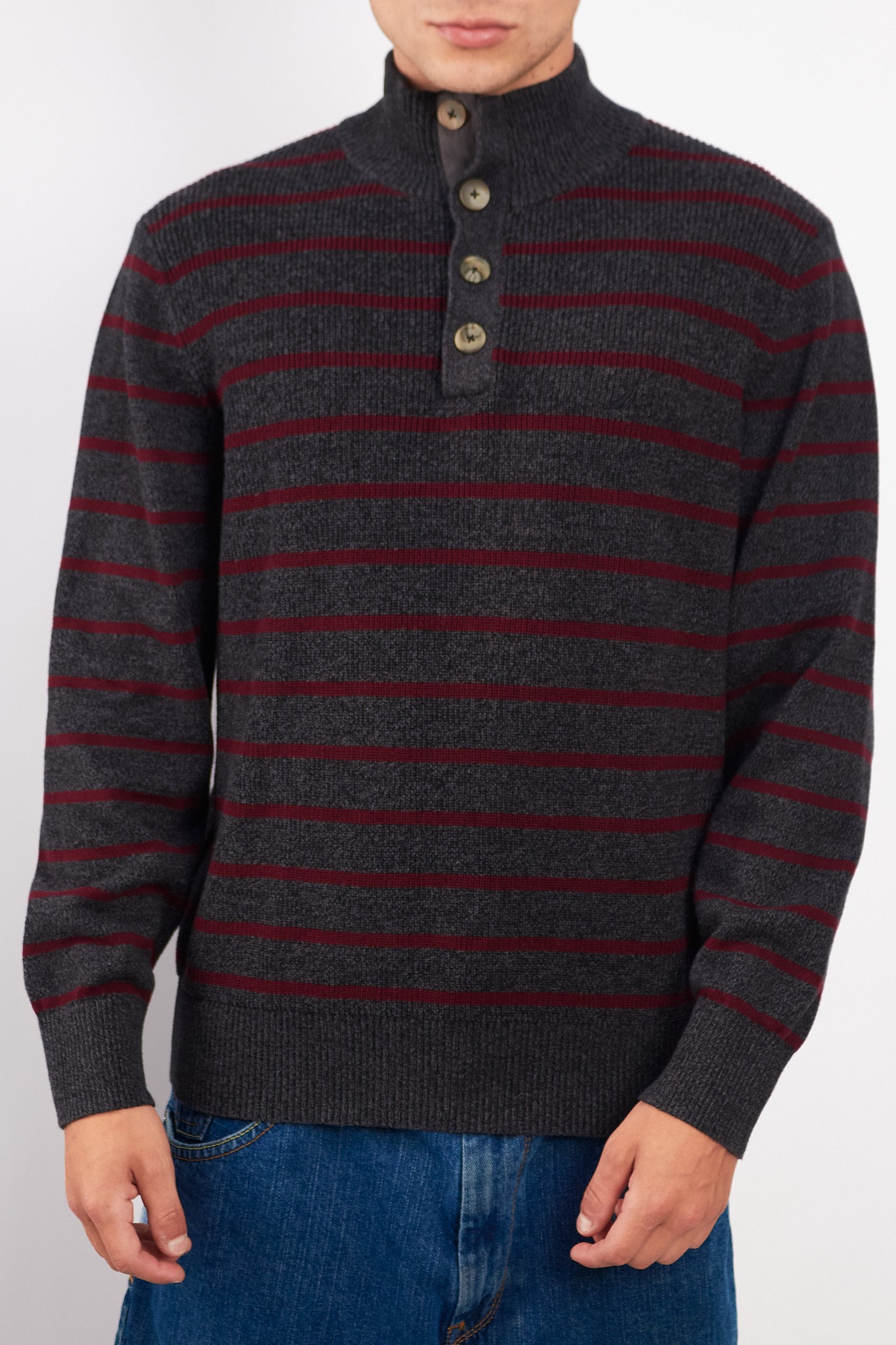 2000 Nautica Striped Cotton Quarter Zip(M/L)