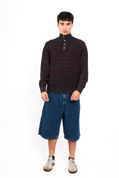 2000 Nautica Striped Cotton Quarter Zip(M/L)