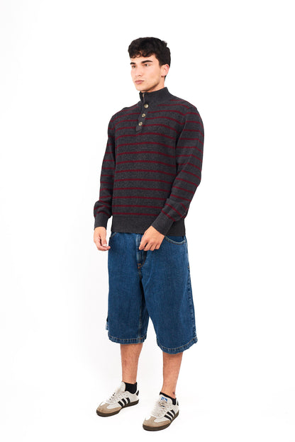 2000 Nautica Striped Cotton Quarter Zip(M/L)