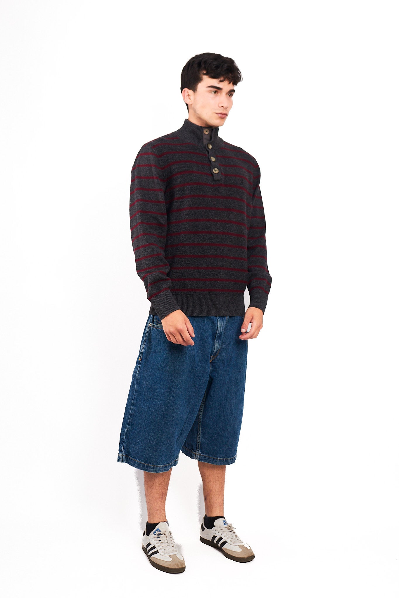 2000 Nautica Striped Cotton Quarter Zip(M/L)