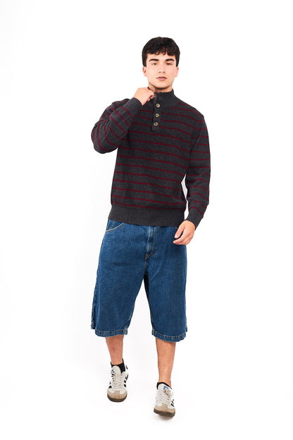 2000 Nautica Striped Cotton Quarter Zip(M/L)