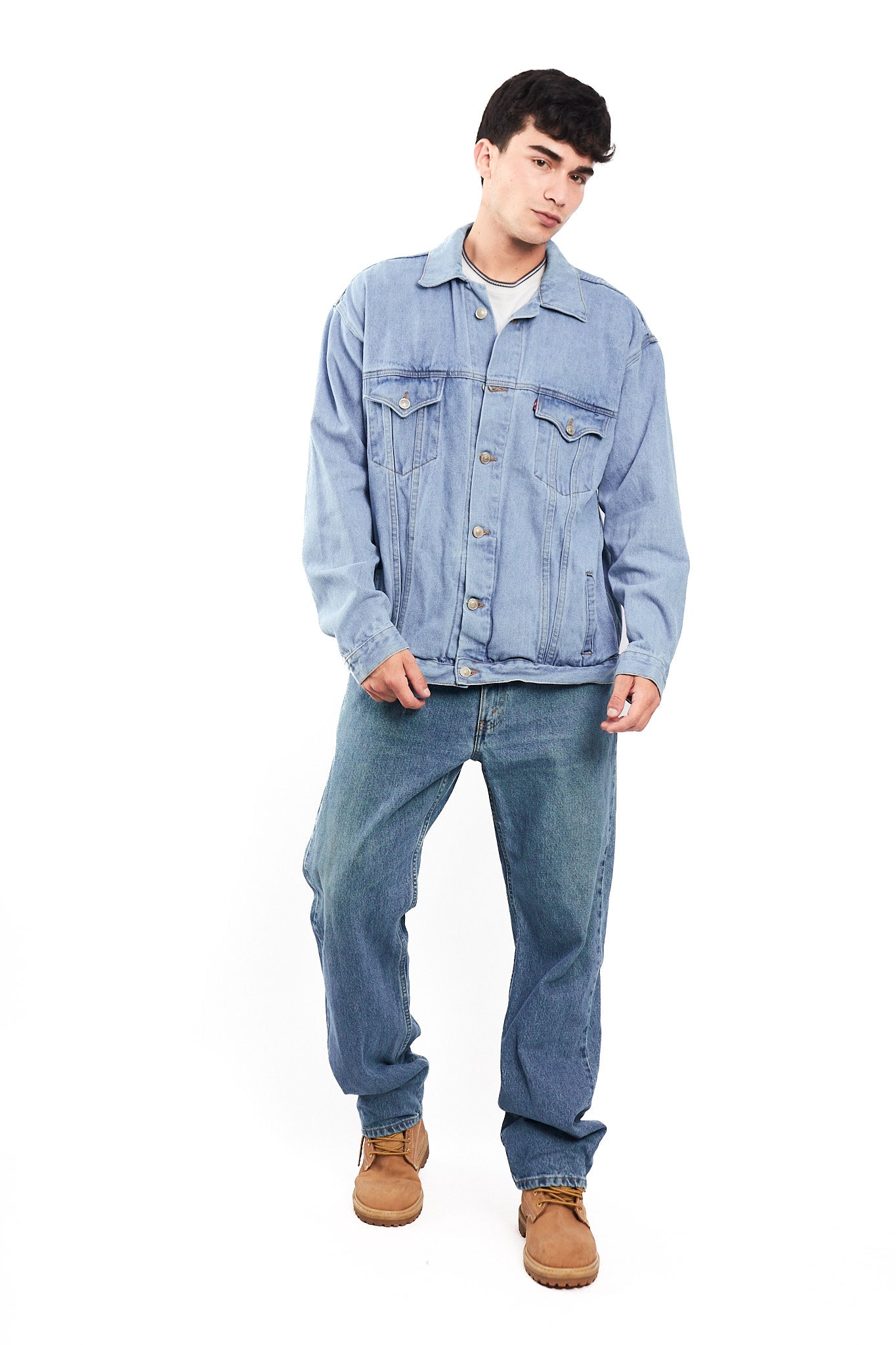 90s Vintage Levi's Light Blue Trucker Jacket (L/XL)