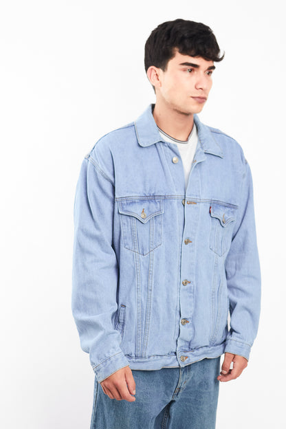 90s Vintage Levi's Light Blue Trucker Jacket (L/XL)