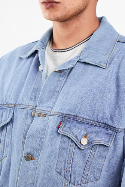 90s Vintage Levi's Light Blue Trucker Jacket (L/XL)