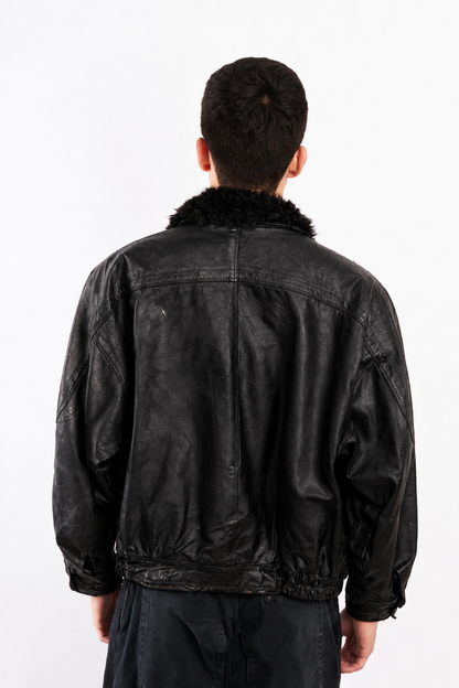 1990 Vintage Paco Rabanne Leather Type Aviator Jacket (M)