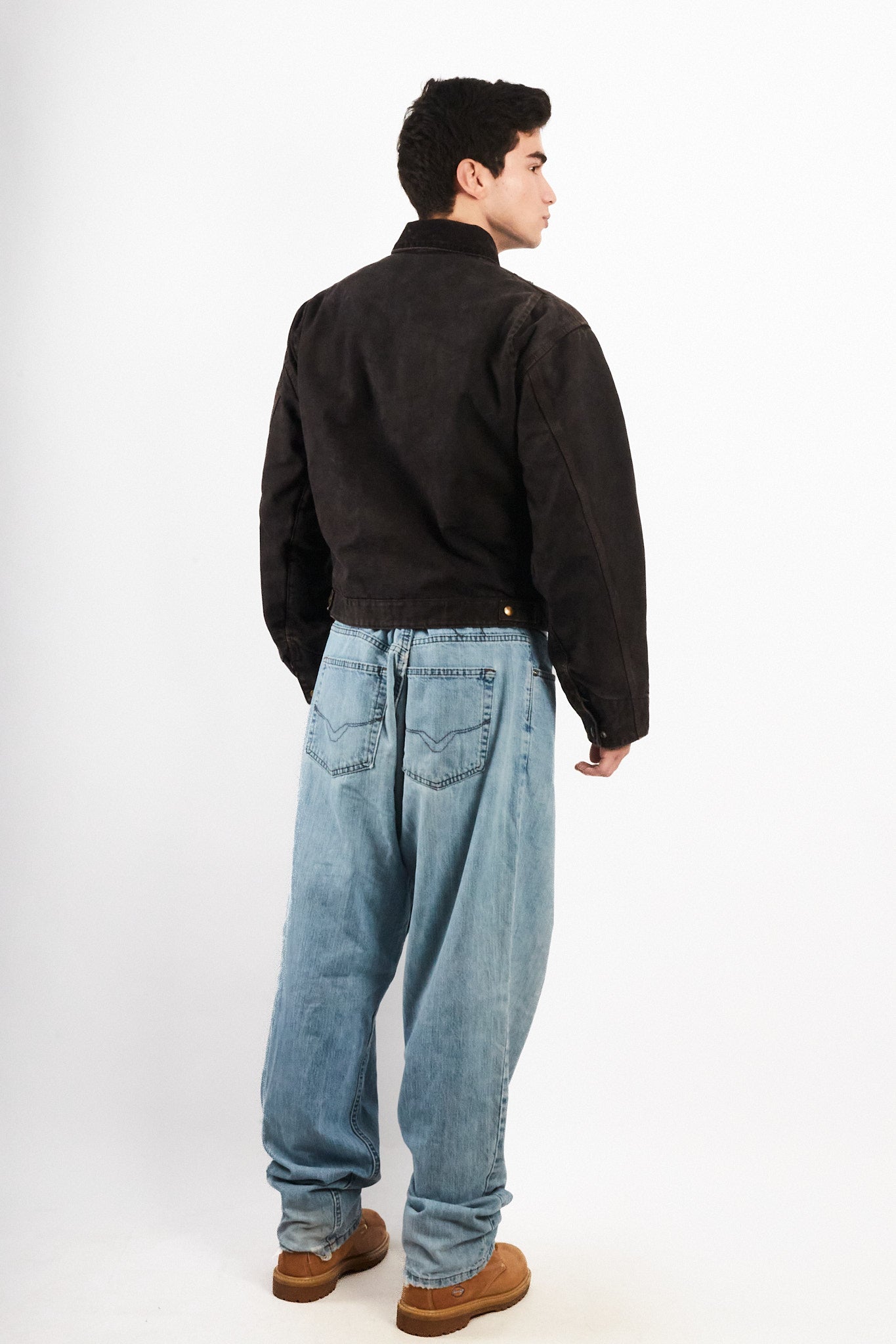2000 Vintage Carhartt Washed Black Boxy Detroit Jacket (M)
