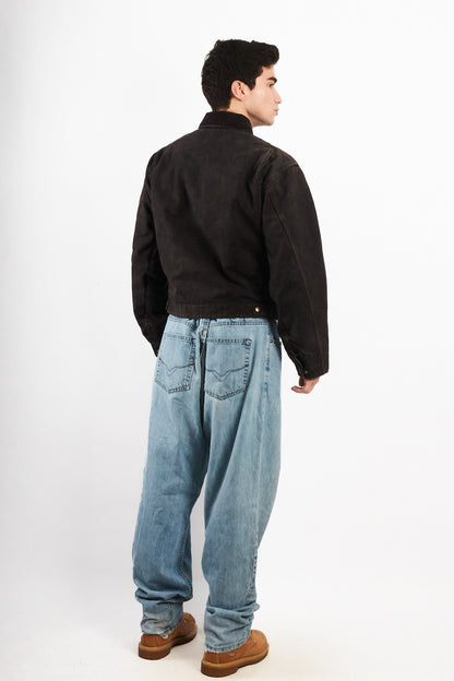 2000 Vintage Carhartt Washed Black Boxy Detroit Jacket (M)