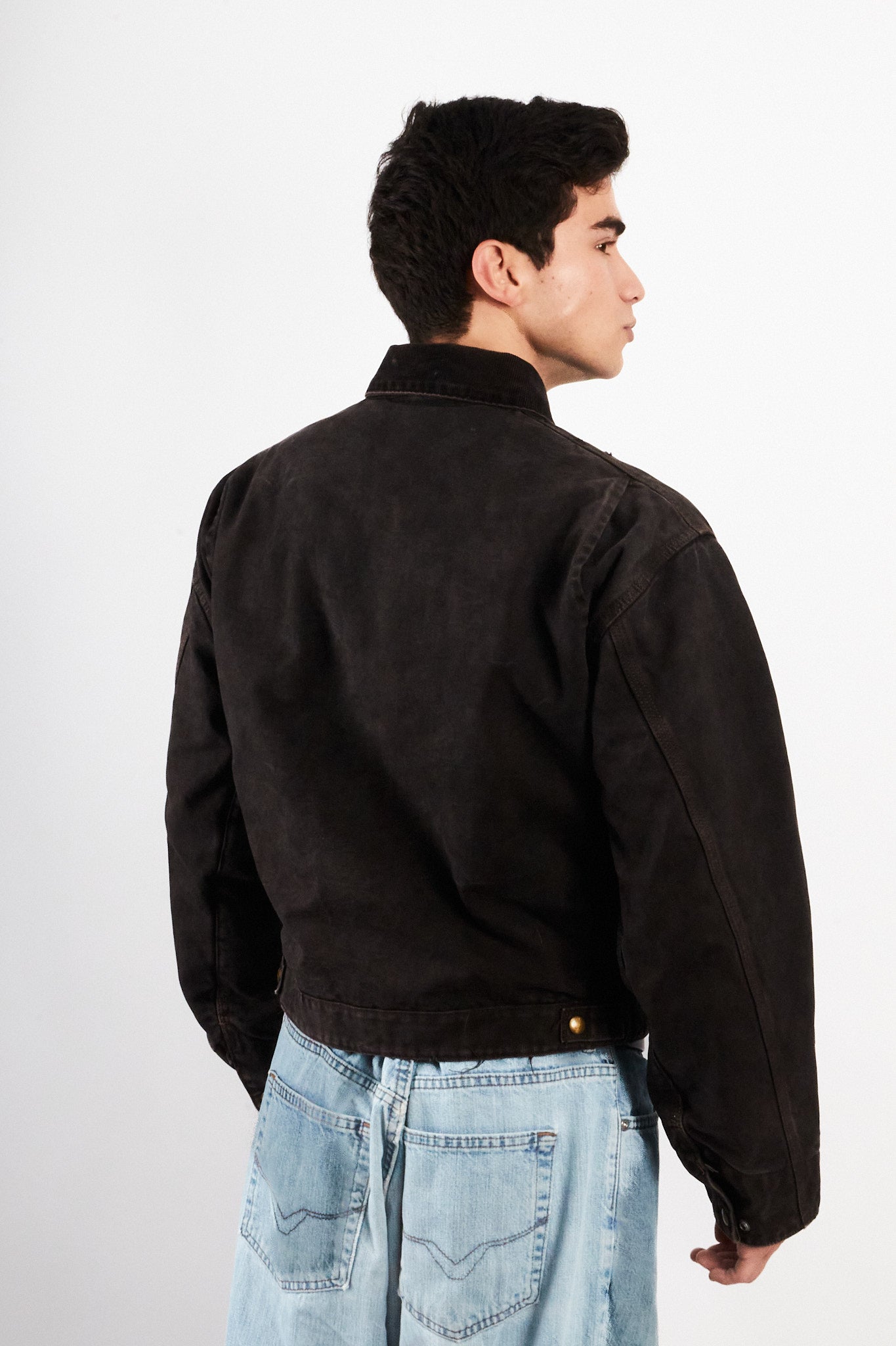 2000 Vintage Carhartt Washed Black Boxy Detroit Jacket (M)