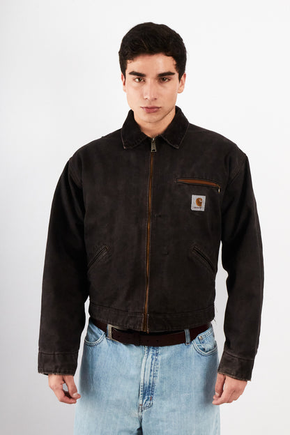 2000 Vintage Carhartt Washed Black Boxy Detroit Jacket (M)