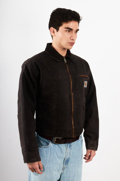 2000 Vintage Carhartt Washed Black Boxy Detroit Jacket (M)