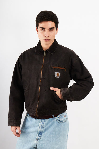 2000 Vintage Carhartt Washed Black Boxy Detroit Jacket (M)