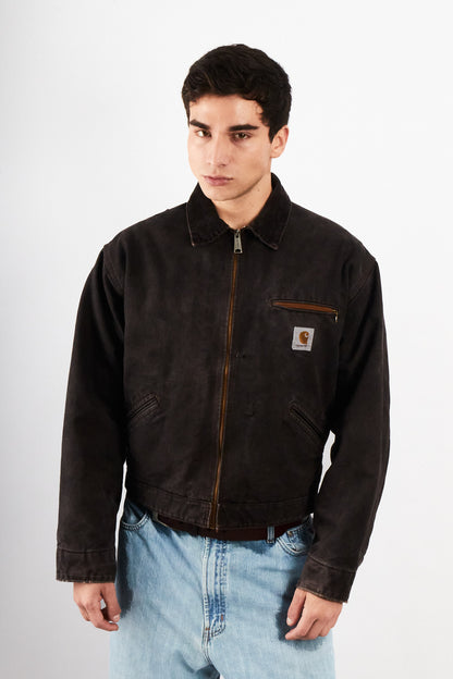 2000 Vintage Carhartt Washed Black Boxy Detroit Jacket (M)
