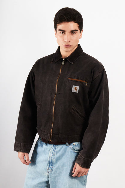 2000 Vintage Carhartt Washed Black Boxy Detroit Jacket (M)