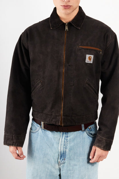 2000 Vintage Carhartt Washed Black Boxy Detroit Jacket (M)