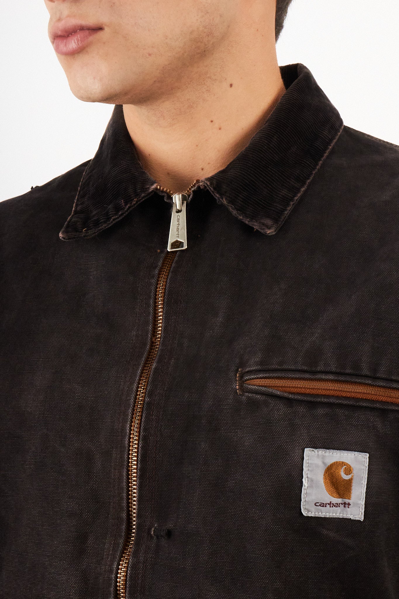 2000 Vintage Carhartt Washed Black Boxy Detroit Jacket (M)