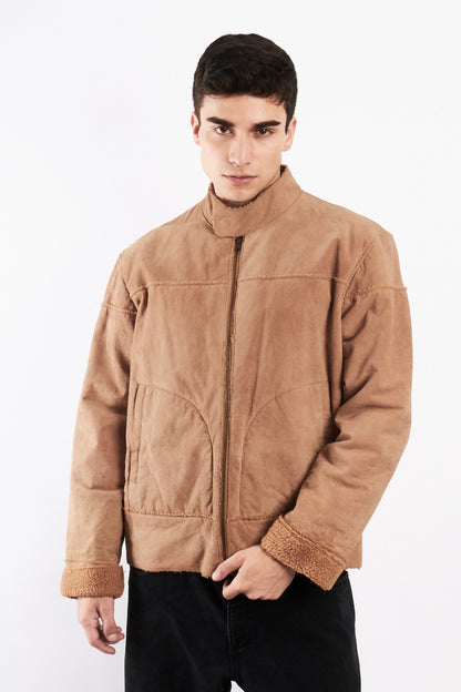 2000 Vintage Suede Sherpa Jacket (M)