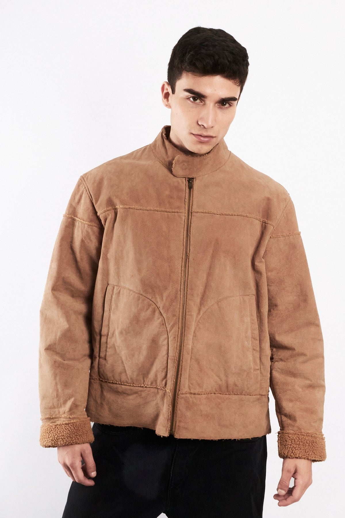 2000 Vintage Suede Sherpa Jacket (M)