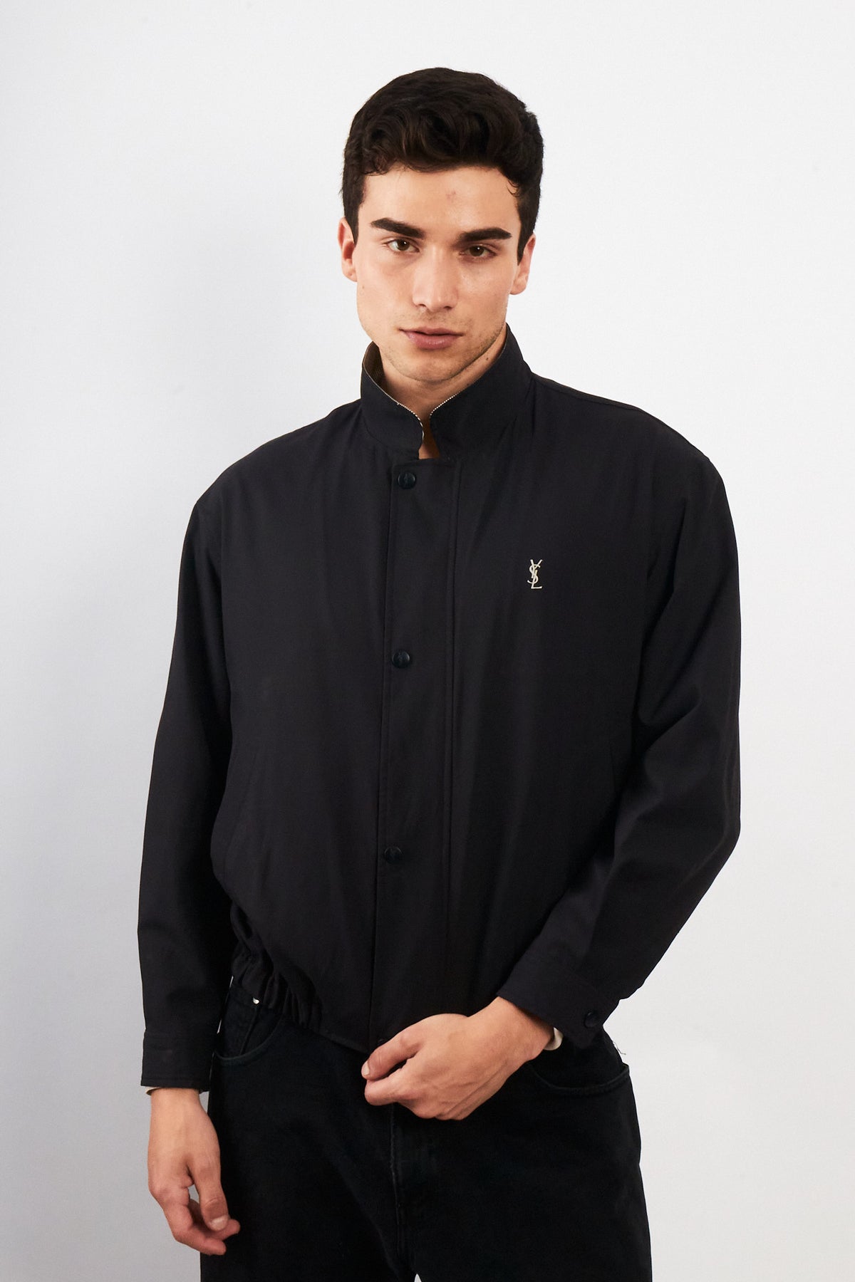 2000 Vintage Yves Saint Laurent Navy Bomber Jacket (S/M)