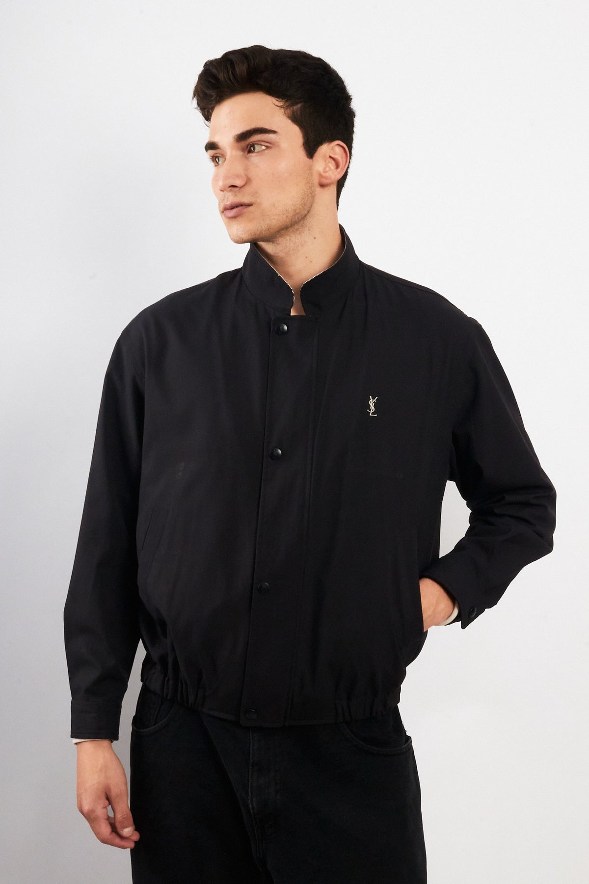2000 Vintage Yves Saint Laurent Navy Bomber Jacket (S/M)