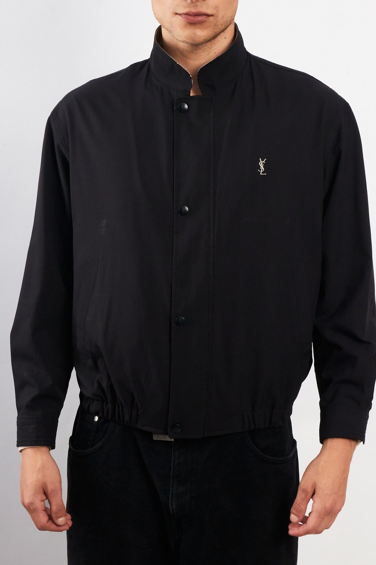 2000 Vintage Yves Saint Laurent Navy Bomber Jacket (S/M)