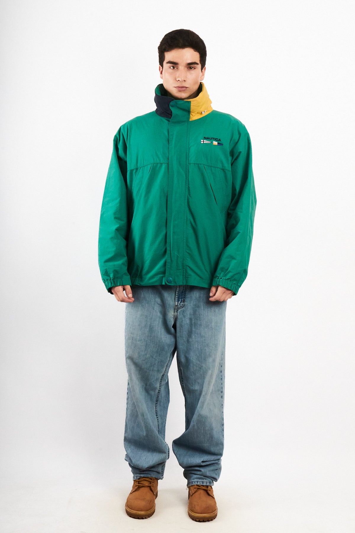 1990 Vintage Nautica Sailing Flag Colorblock Impermeable Jacket (L)
