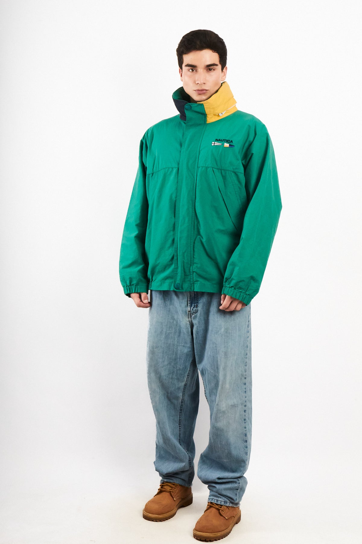 1990 Vintage Nautica Sailing Flag Colorblock Impermeable Jacket (L)