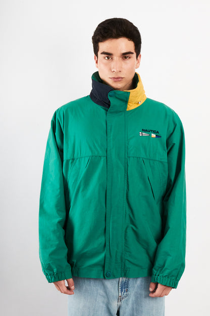 1990 Vintage Nautica Sailing Flag Colorblock Impermeable Jacket (L)